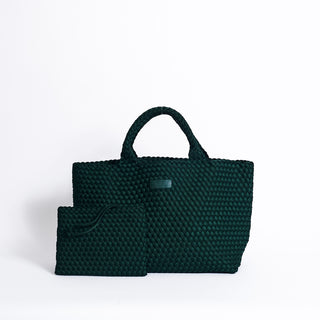 maison die von hand geflochtene neopren tasche in dark green von ayre 