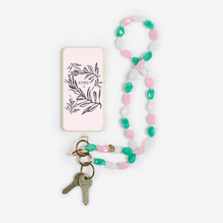 BONBON KEYCHAIN LANG / rose turquois white