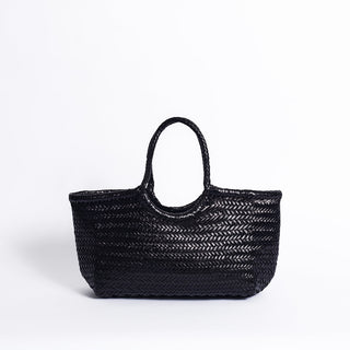 von hand geflochtene ledertasche in black von ayre