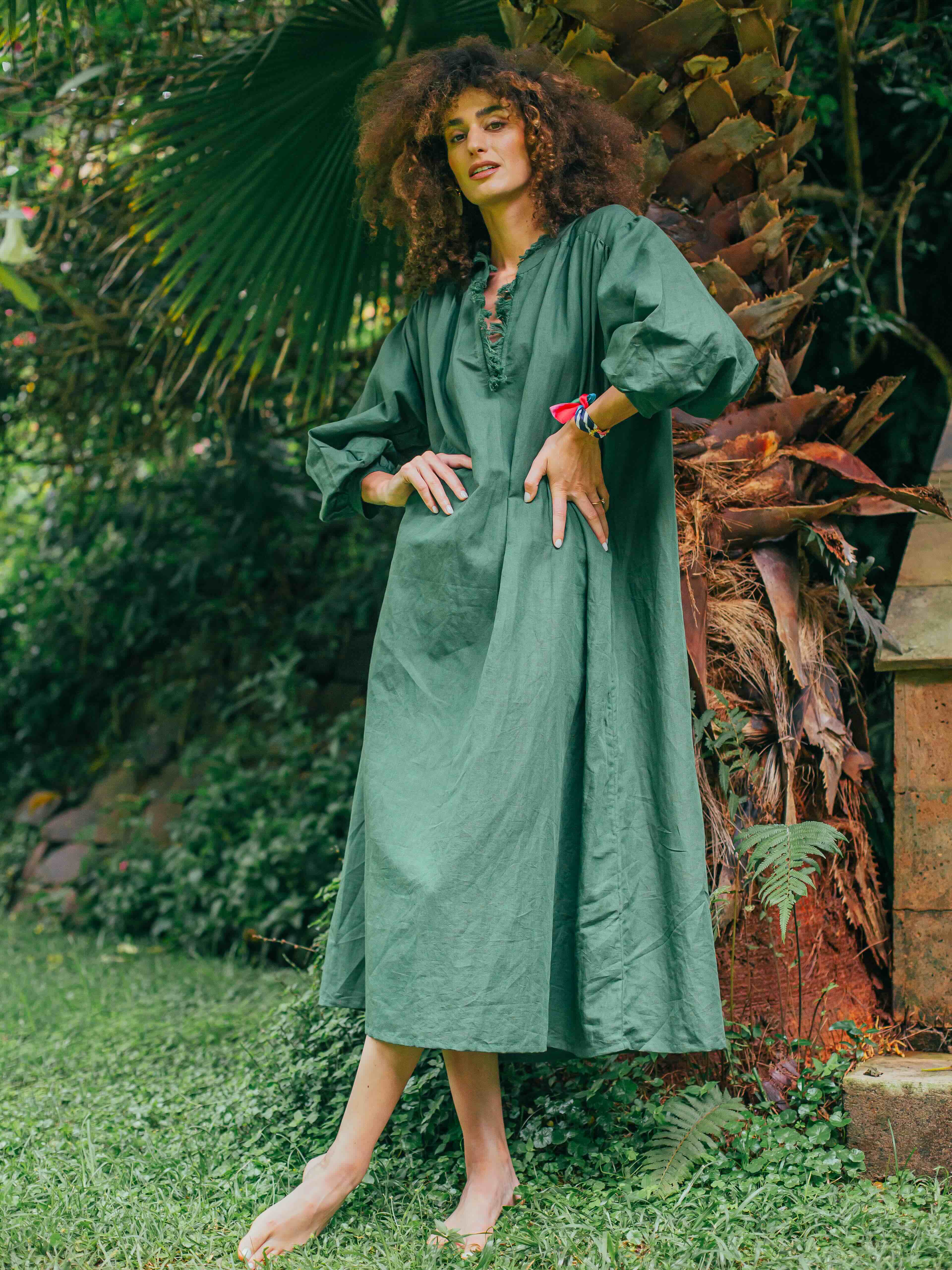 pine green dress SFNEEWHO Vintage Hornback Alligator Leather Sweetheart Tie Back Flared 3/4 Sleeve Midi Dresses 1x Women Dress Pine Green Cotton Linen Deep-V