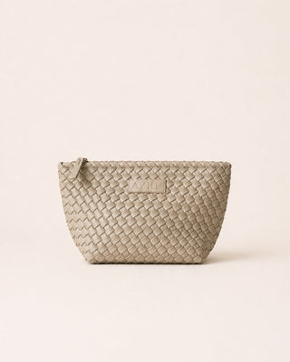 mud farbenes neccessarie, auch kulturbeutel oder kosmetiktasche genannt. elegant gewoben aus neopren. 
