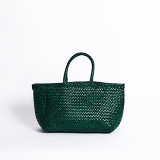 von hand geflochtene leder tasche in dark green von ayre