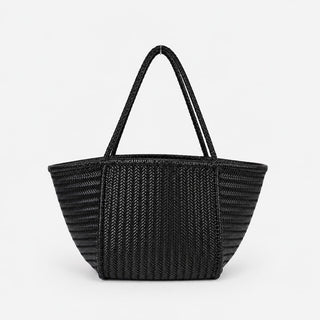 sehr luxuriöse Shopper Tasche aus geflochtenem Leder. Kunsthandwerk aus Indien. elegant und sportlich cool zugleich, von der schweizer Marke AYRE.